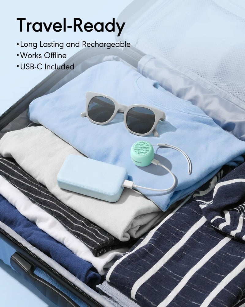 FLOWTUNE Sound Machine White Noise Machine for Baby Adults, Mini Portable Sound Machine for Travel, 6H Timer, 18 Soothing Sleep Sounds Gift (Mint Green) - Image 4